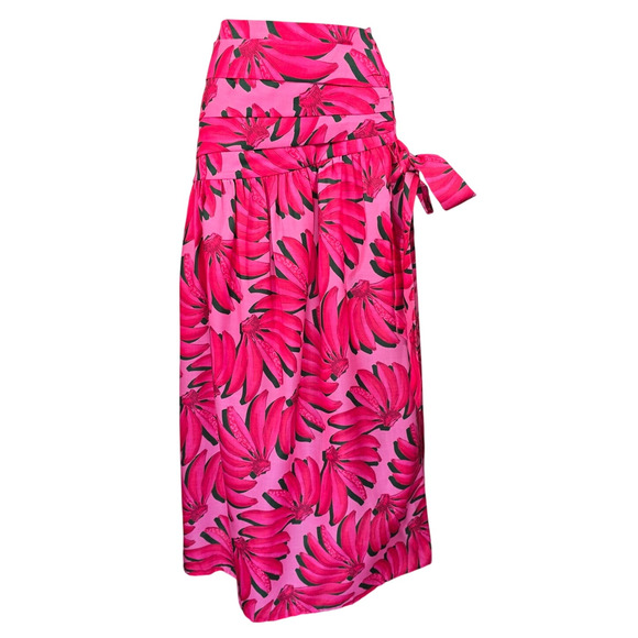 HT 360 Collective Hawiian Banana's Novelty Design Maxi Skirt Women's S NWOT - Picture 1 of 7